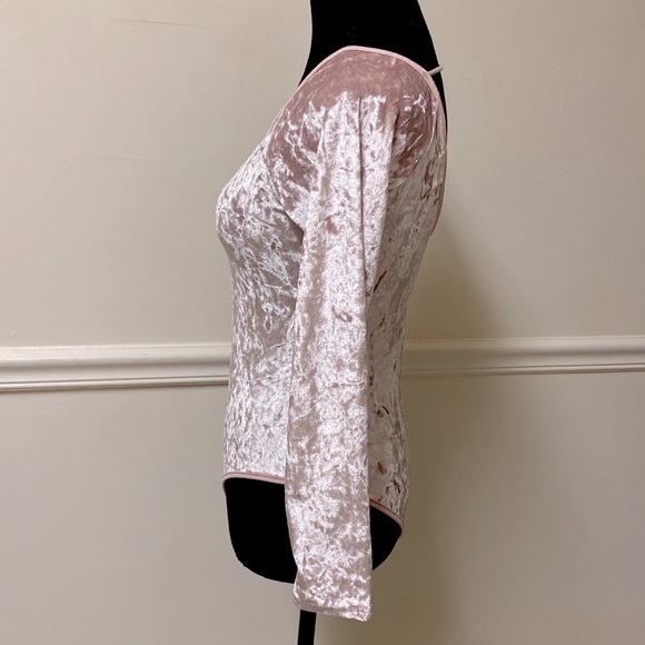 Light Pink Velvet Velour Body Suit - Picture 9 of 16